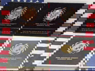 John F. Kennedy Memorial Medal Set - One .999 Fine Silver & One Bronze