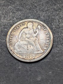 1877 CC, Seated Liberty Dime, Only 7.7 Million Minted, 90% Silver, 148 Years Old