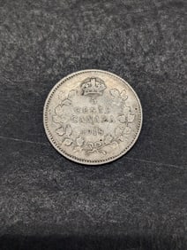 1918, .925% Sterling Silver-Great Details, Canada, 5c, 107 Years Old