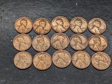 (15) 1912-1931 Lincoln Wheat Pennies, Nice Grades