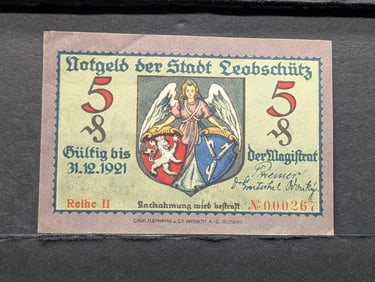 1921 German 5P Currency, Crisp-UNC, 103 Years Old!