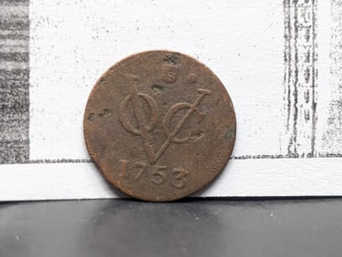 1753, Rare this High of Grade, COA, Dutch Netherlands Colonial Duit VOC, First New York Penny, 23