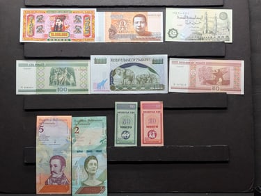 10 Foreign Crisp/Unc, Notes, Great Art