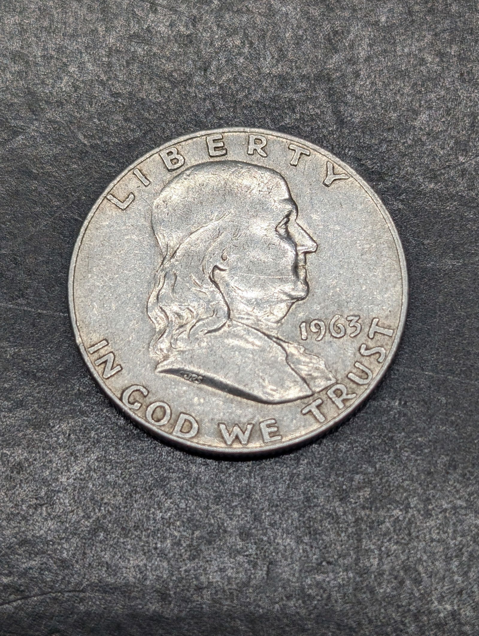 1963-D, Last Year-High Grade, 90% Silver Franklin Half, 62 Years Old (1 of 2)