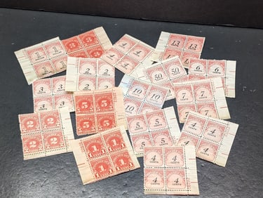18-Vintage no gum Postage Due Plate Blocks