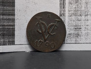 1790, Rare this High of Grade, COA, Dutch Netherlands Colonial Duit VOC, First New York Penny, 14