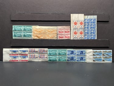 10- Vintage no gum Air Mail Plate Blocks