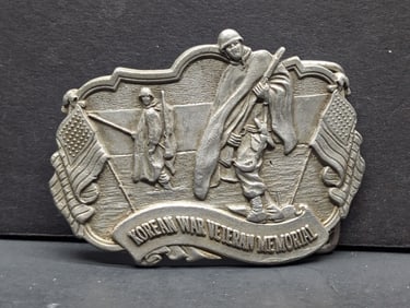 Korean War Veteran Memorial Belt Buckle Cast by Port Buckel Co.