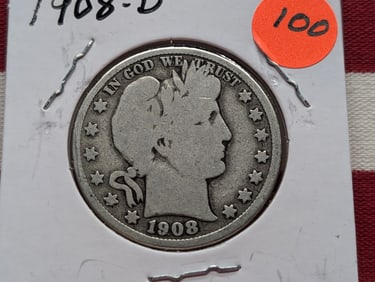 1908-D Barber Half Dollar