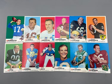 Lot of (12) 1969 Topps Football Star Player Cards - Varying Conditions - George Blanda, Fran
