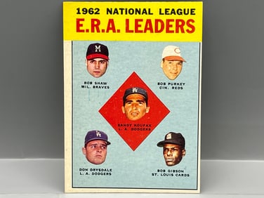 1963 Topps NL ERA AVG. Leaders Koufax/Shaw/Purkey/Drysdale/Gibson #5