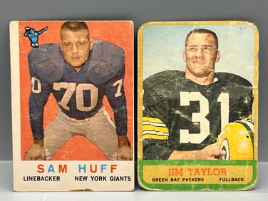 1959 Topps Sam Huff RC #59 & 1963 Topps Jim Taylor #37