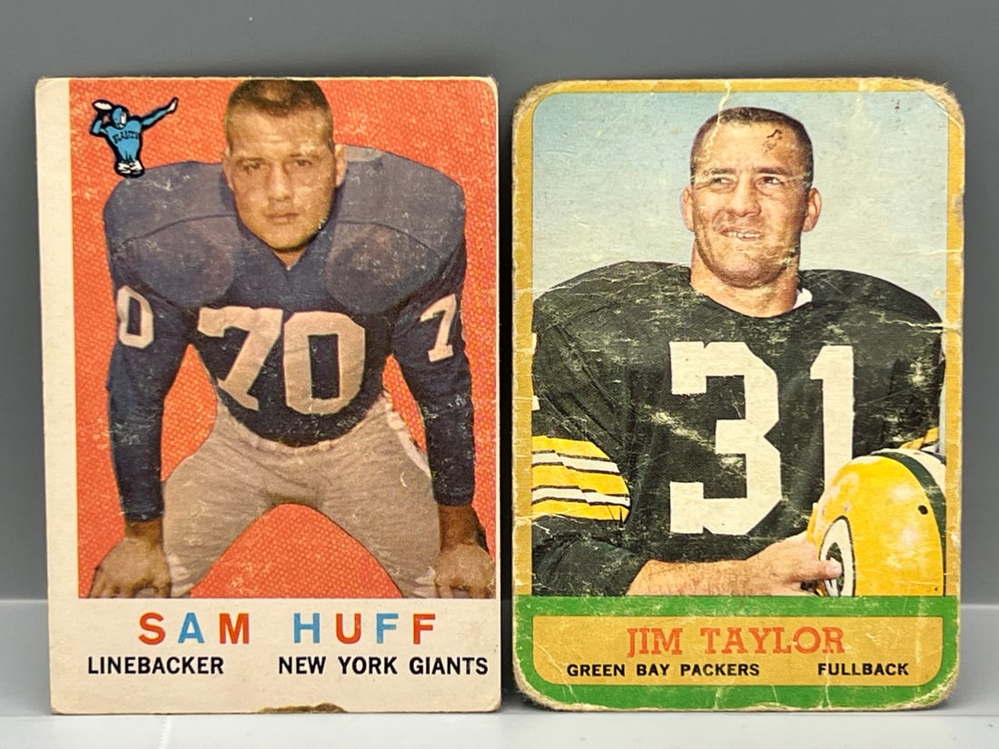 1959 Topps Sam Huff RC #59 & 1963 Topps Jim Taylor #37 (1 of 2)