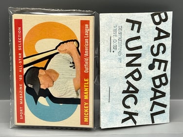 West Corp. Baseball Cello Fun Pack Repack 1960 Topps Unopened Pack - Mickey Mantle All Star On Front