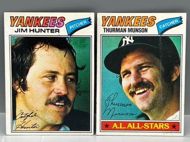 1977 Topps Catfish Hunter #280 & Thurman Munson #170