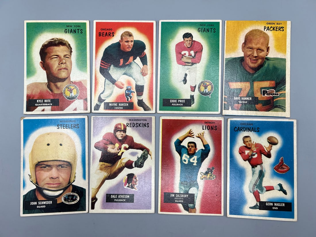 Lot of (8) 1955 Bowman Football Cards - Varying Conditions (1 of 2)