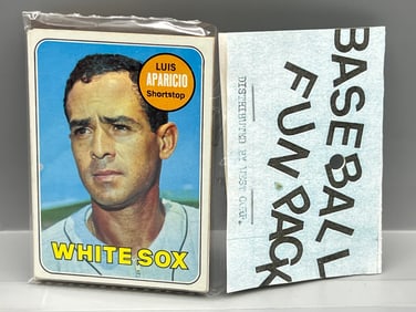 West Corp. Baseball Cello Fun Pack Repack 1969 Topps Unopened Pack - Luis Aparicio On Front
