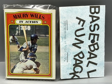 West Corp. Baseball Cello Fun Pack Repack 1972 Topps Unopened Pack - Maury Wills On Front