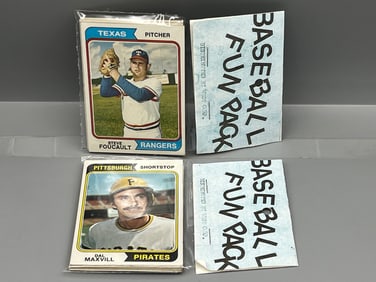 Lot of (2) West Corp. Baseball Cello Fun Pack Repack 1974 Topps Unopened Packs
