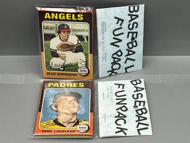 Lot of (2) West Corp. Baseball Cello Fun Pack Repack 1975 Topps Unopened Packs