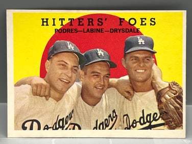 1959 Topps Hitters Foes Johnny Podres/Clem Labine/Don Drysdale #262