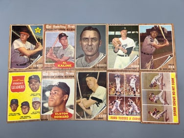Lot of (10) 1962 Topps Baseball Star Player Cards - Varying Conditions - Boog Powell RC, Al Kaline,