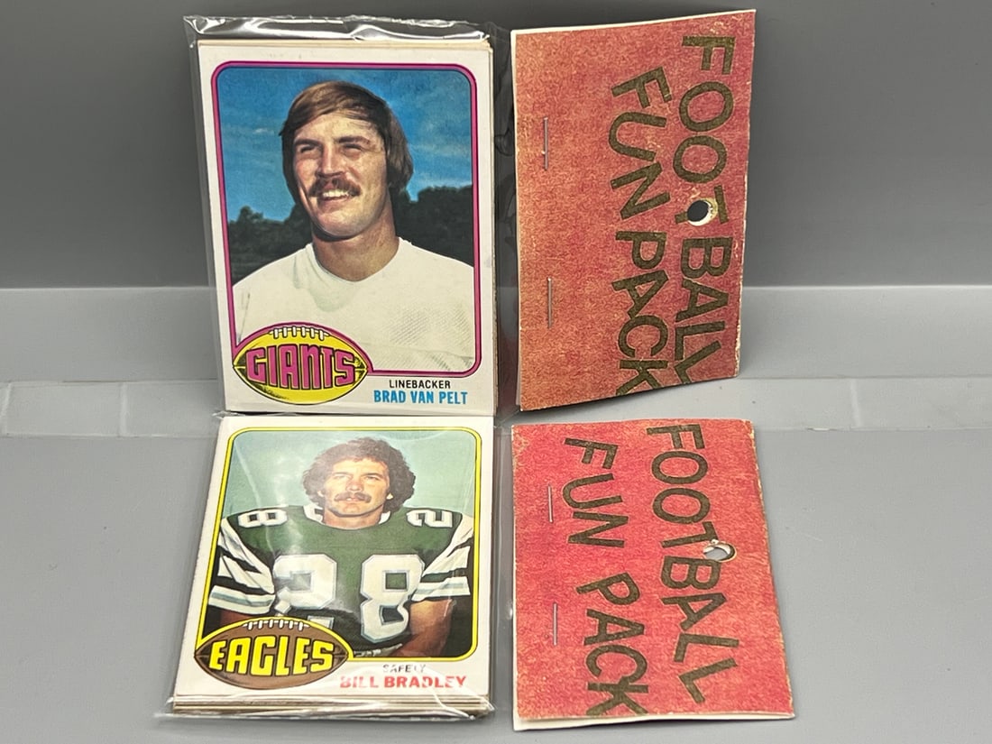 Lot of (2) West Corp. Football Cello Fun Pack Repack 1976 Topps Unopened Packs - Brad Van Pelt RC On (1 of 2)