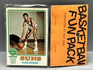 West Corp. Basketball Cello Fun Pack Repack 1973-74 Topps Unopened Pack - Kareem Abdul Jabbar On