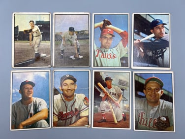 Lot of (8) 1953 Bowman Color Baseball Cards W/ Stars - Varying Conditions