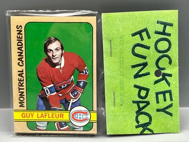 West Corp. Hockey Cello Fun Pack Repack 1972-73 Topps Unopened Pack - Guy LaFleur On Front