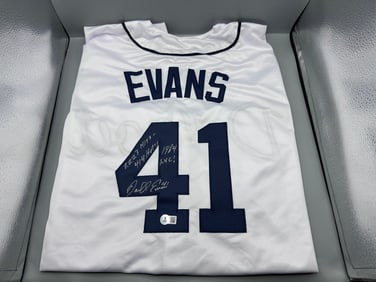 Darrell Evans Signed Detroit Tigers Jersey - Beckett COA - Multiple Inscriptions/Stat Jersey  - No
