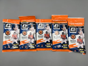 Lot of (5) 2021 Panini Donruss Optic Football Factory Sealed Value Packs
