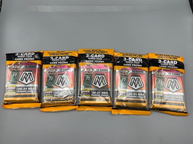 Lot of (5) 2020-21 Panini Mosaic Basketball Factory Sealed Value Packs