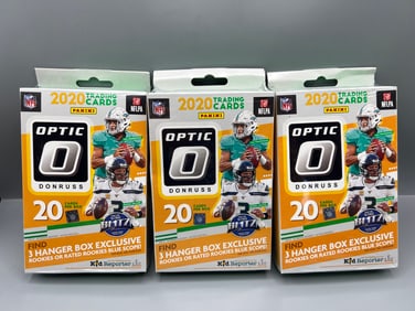Lot of (3) 2020 Panini Donruss Optic Football Factory Sealed Hanger Boxes