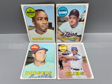 1969 Topps Joe Morgan #35, Harmon Killebrew #375, Don Drysdale #400, & Billy Williams #450
