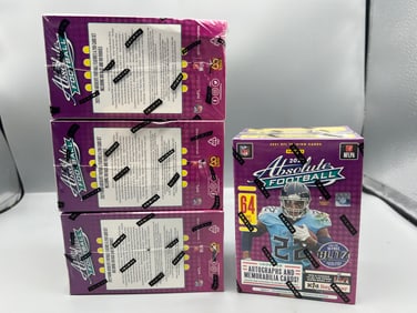 Lot of (4) 2021 Panini Absolute Memorabilia Football Factory Sealed Blaster Boxes