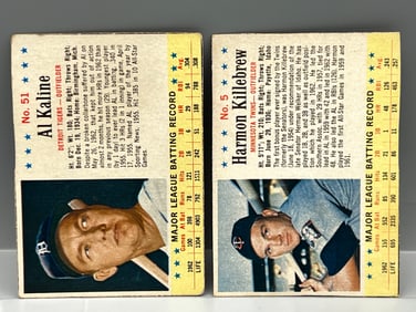 1963 Post Cereal Al Kaline #51 & Harmon Killebrew #5 - Hand Cut