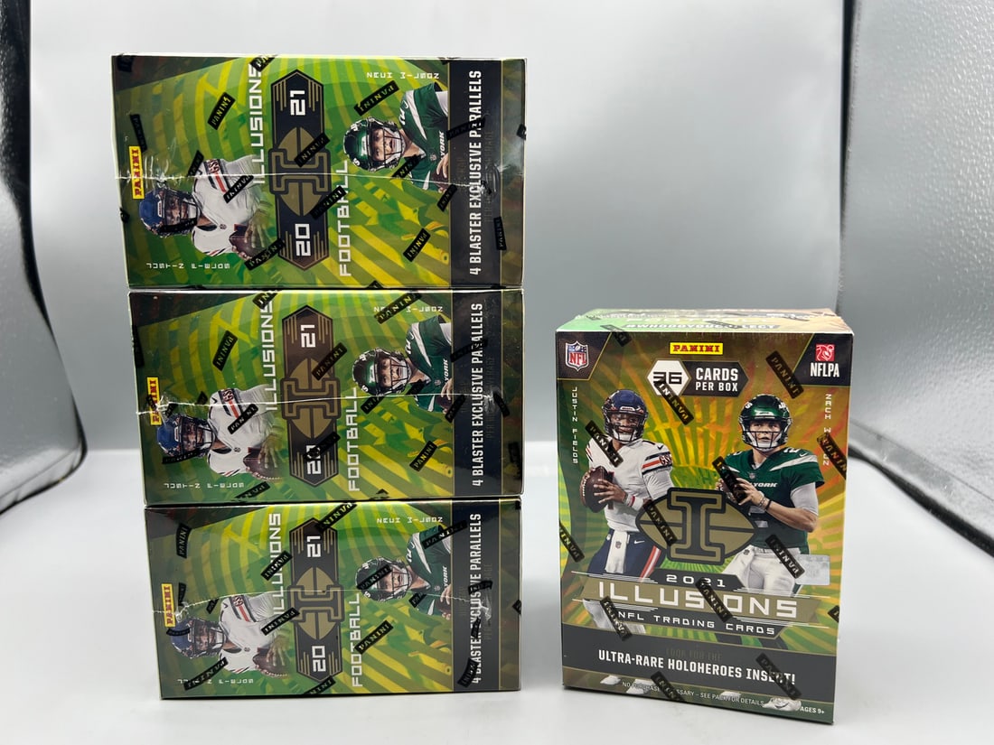Lot of (4) 2021 Panini Illusions Football Factory Sealed Blaster Boxes: Lot of (4) 2021 Panini Illusions Football Factory Sealed Blaster Boxes