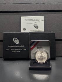 2014-P UNC Civil Rights Act of 1964 Commemorative Silver Dollar in OGP w/ COA