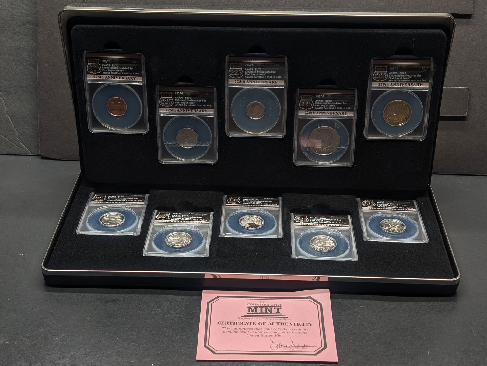 2017-S Enhanced Uncirculated Coin Set in Display Box w/ COA - All ANACS Cert. EU70 *First Day of (1 of 20)