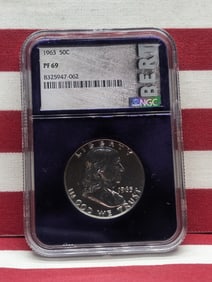 1963 PROOF Franklin Silver Half Dollar - NGC PF69