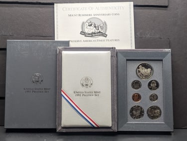 1991-S United States Mint Prestige Set in OGP w/ COA - Mount Rushmore Commemorative Silver Dollar