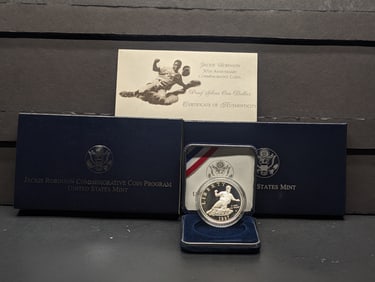 1997-S PROOF Jackie Robinson 50th Anniv. Commemorative Silver Dollar in OGP w/ COA