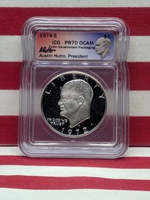 **MISLABELED 1974-S* 1972-S PROOF Eisenhower Silver Dollar - ICG Cert. PR70 DCAM w/ ICG President