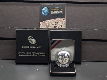 2019-P PROOF Apollo 11 50th Anniv. Commemorative Silver Dollar in OGP w/ COA