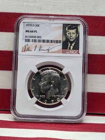 1970-D Kennedy Silver Half Dollar - NGC MS64 PL w/ JFK Label