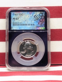 1961 PROOF Washington Silver Quarter - NGC PF67