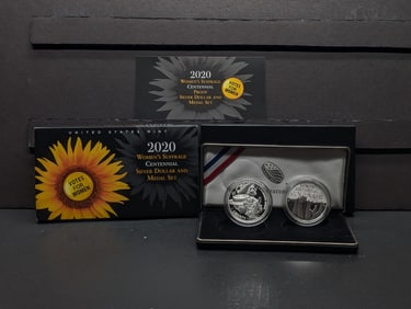2020-P PROOF Women's Suffrage Centennial Commemorative Silver Dollar & Silver Medal 2-Piece Set in