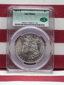 1884-O Morgan Silver Dollar - CAC Cert. MS62