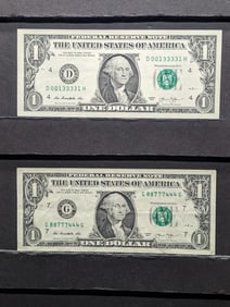 2013 Series $1.00 Federal Reserve Notes w/ Fancy Serial Numbers (2 PCS)